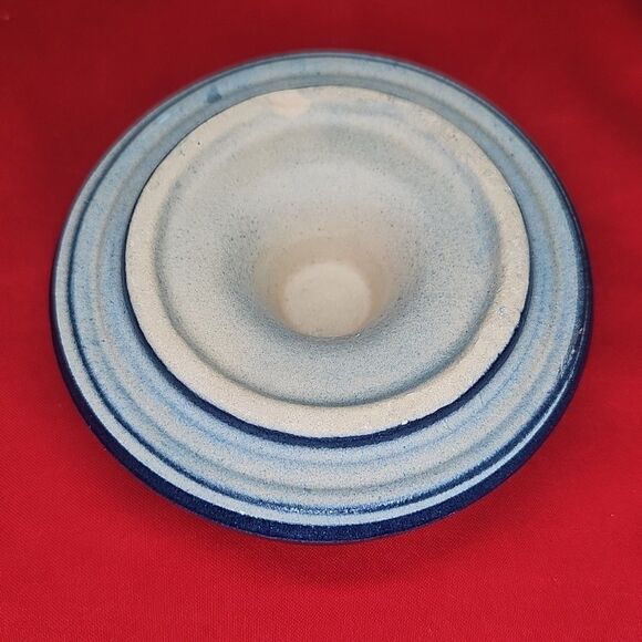 Cheese Butter Crock Jar Cobalt Blue Farmhouse VTG Wire Bail Lid Holly Crest - Picture 11 of 13